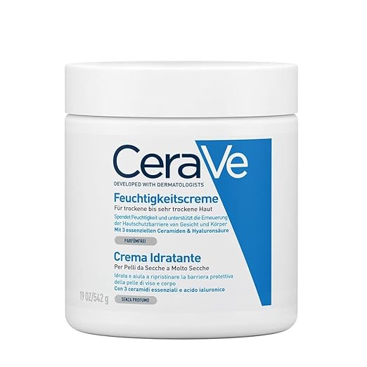 CeraVe Moisturising Cream for Body and Face, Cream for Dry to Very Dry Skin, with Hyaluronic Acid and 3 Essential Ceramides, Also for Neurodermatitis and Allergy Sufferers, 542 g