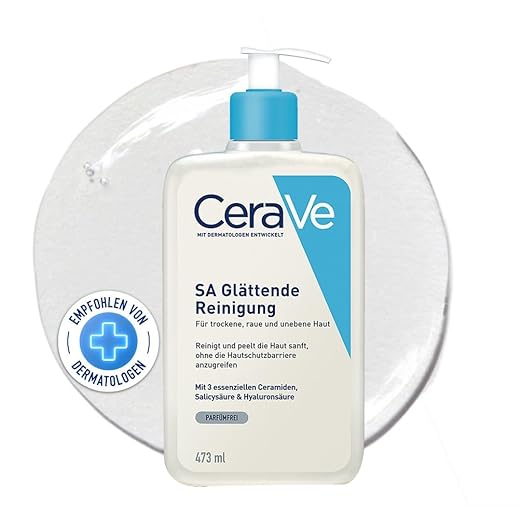 CeraVe SA Smoothing Cleanser for Face and Body, for Dry, Rough and Uneven Skin, with Hyaluron, Salicylic Acid and 3 Essential Ceramides, 562 ml