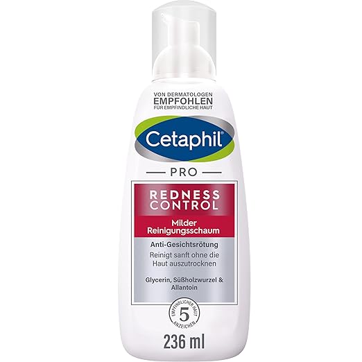 CETAPHIL Pro RednessControl Mild Cleansing Foam, 236 ml, for Redness-Prone Skin, Gently Cleanses without Drying the Skin, Reduces Tension, Itching and Burning, Soap Free