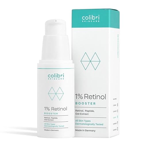 colibri skincare 1% retinol booster, 30 ml, makes the skin look smoother and more radiant, liposomally encapsulated retinol for visible results, made in Germany