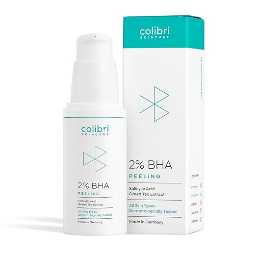 colibri skincare 2% BHA Peeling 30 ml Travel Size - Salicylic Acid Peeling for All Skin Types - Chemical Exfoliant for the Face to Reduce Pimples & Blackheads - Helps Reduce Pores