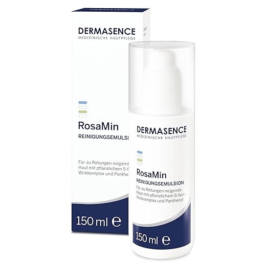 DERMASENCE RosaMin Cleansing Emulsion 150ml - Mild Facial Cleansing for Redness, Fragrance-Free, Soap Free, Ideal for Sensitive Skin and Rosacea, Makeup Remover, Moisturising, Vegan