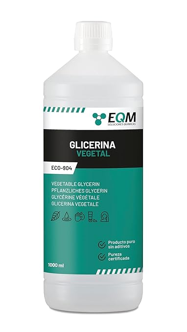 EQM - ECO-904 - Vegetable Glycerine - 1L - Purity 99.5% Glycerine 100% Natural - Natural Moisturiser for Hair and Skin - Ideal for Soaps, Shampoos, Creams etc.