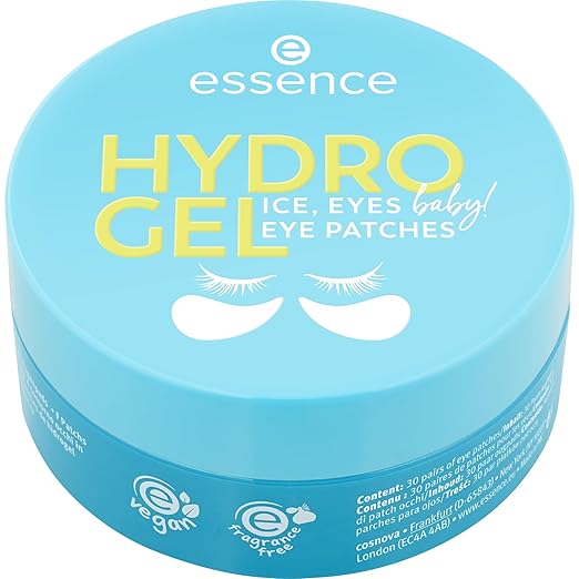 essence HYDRO Gel Eye Patches ICE, EYES, Baby 30 Pairs, Eye Care, Blue, Moisturising, Cooling, Shimmering, Vegan, Oil-Free, Perfume, No Alcohol, Pack of 1 (90 g)