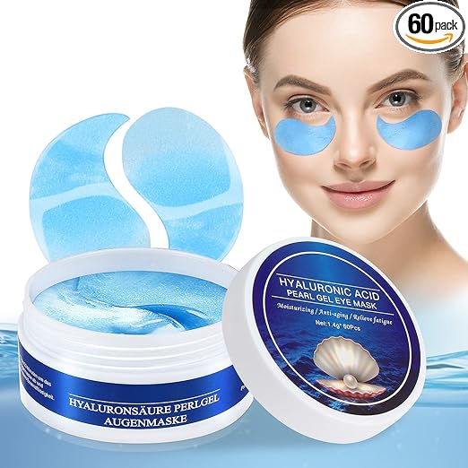 Eye Pads Eye Mask Hyaluronic Acid Collagen - Against Dark Circles Eye Bags Wrinkles Dark Circles & Puffiness, Eye Patch Hydrogel, Anti-Ageing Eye Pads with Cooling Moisture 60 Pieces