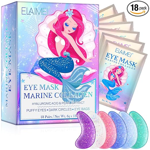 IDUCEN Augemask Eye Pads, 18 Pairs Eye Gel with Natural Sea Collagen, Pearl Eye Mask for Puffy Eyes and Dark Circles and Eye Bags, Anti-Aging Eye Patches, Wrinkle Reduction