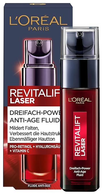 L'Oréal Paris Revitalift Laser X3, Anti-ageing Face Care with Triple Effect, with Hyaluronic Acid, 30 ml