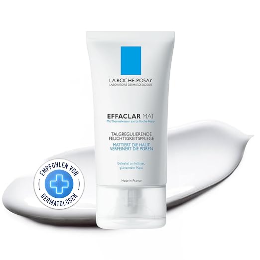 La Roche Posay Mattifying Moisturiser for Oily, Blemished and Acne Prone Skin, Sebum Regulating and Pore Refining, with LHA and Thermal Water, Effaclar Mat, 40 ml