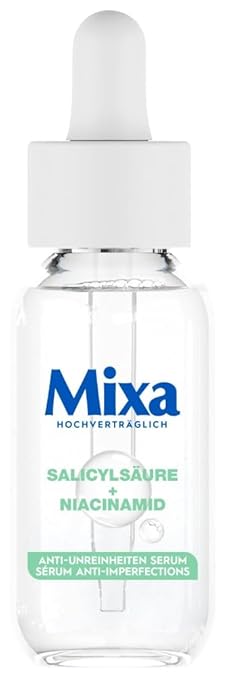 Mixa Anti-impurity serum, for acne-prone and sensitive skin, with salicylic acid, squalane and niacinamide, suitable for face and neck, hypoallergenic, 30 ml