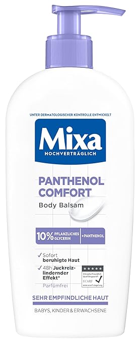 Mixa Panthenol Comfort Body Balm - Itch-Relieving and Soothing Balm with Panthenol and Vegetable Glycerine for Sensitive Skin - 250g