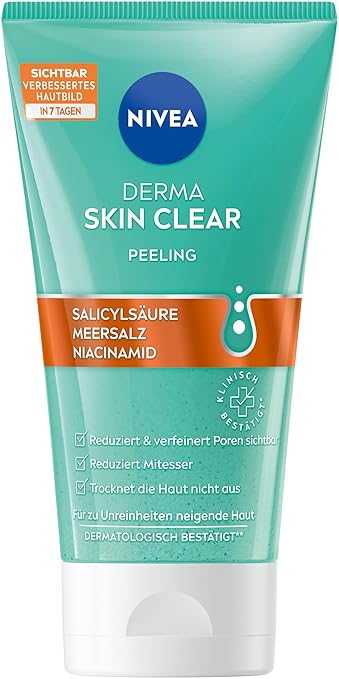 NIVEA Derma Skin Clear Exfoliation, Pore Refining Exfoliating for Face and Body, Facial Cleansing with Salicylic Acid & Niacinamide for Visibly Improved Skin Complexion (150 ml)