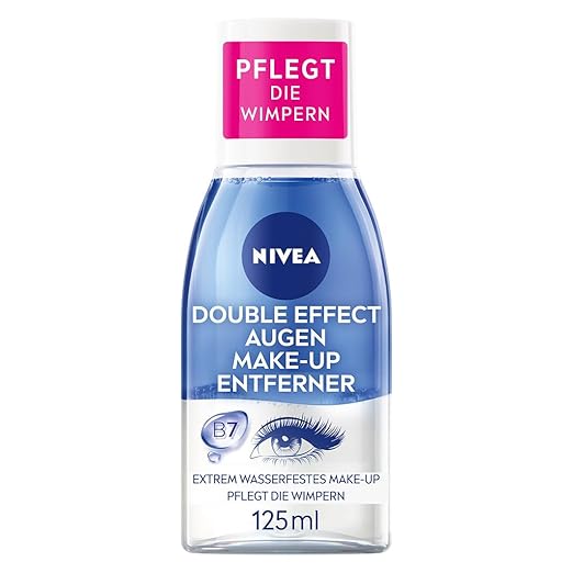 NIVEA Double Effect Eye Make-Up Remover, Make-Up Water for Sensitive Eye Area, Facial Cleanser Removes Extremely Waterproof Mascara (125 ml)