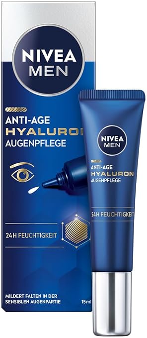NIVEA MEN Anti-Age Hyaluronic Eye Care, Firming Eye Cream Against Wrinkles and Dark Circles, Moisturising Eye Care with Hyaluronic (15 ml)