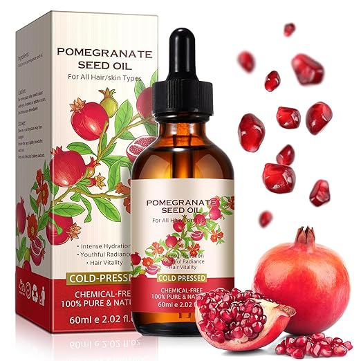 Pomegranate Seed Oil - 100% Cold-Pressed Pomegranate Seed Oil for Skin and Hair Care, Improves Skin Elasticity and Promotes Healthy Hair, Pure & Natural Pomegranate Seed Oil, Chemical-Free