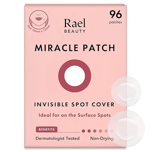 Rael Miracle Anti Pimple Patch Invisible - Korean Skincare, Invisible Pimple Patches for the Face, Hydrocolloid Acne Plasters, Vegan, Cruelty Free, 2 Sizes (Pack of 96)