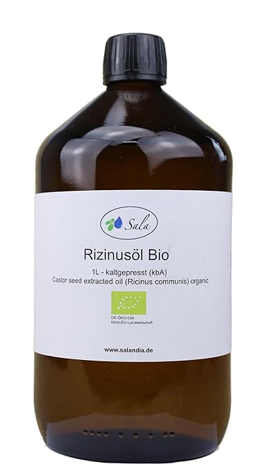 Sala Castor Oil Cold Pressed Organic 1 Litre 1000 ml Glass Bottle