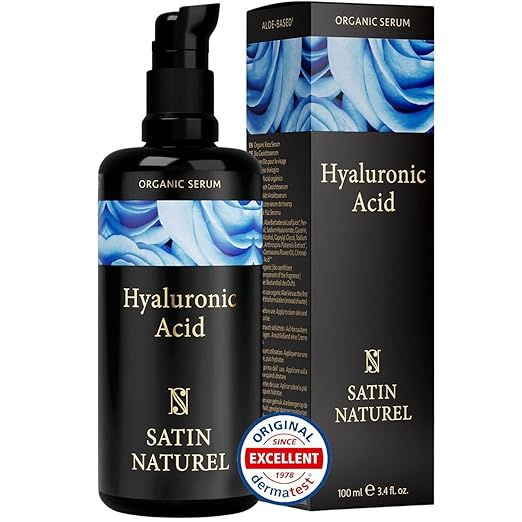 SatinNaturel ORGANIC Hyaluronic Acid Serum Concentrate 100ml - High-Dosed, Vegan Anti-Ageing Gel