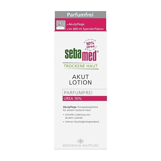 Sebamed 10% Urea Acute Lotion for Dry Skin - Perfume-Free Moisturising Lotion with Sweet Almond Oil For Men and Women - Noticeably Relieves Itching and Helps Smooth Very Dry Skin 400 ml