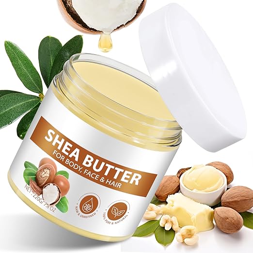 Shea Butter Unrefined & Raw 220 g - 100% Pure Shea Butter Organic for Cosmetics, Body & Hair, Natural Moisturiser, Vegan for All Skin Types (220 g)