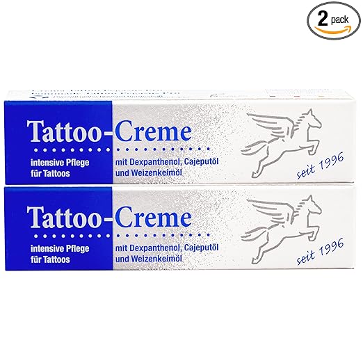 Tattoo Cream Set of 2, Daily Care & Aftercare, Moisturising with Cajeput Oil, 25 ml Each - Optimal Tattoo Protection, Made in Germany