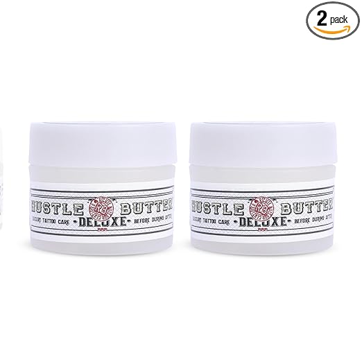 TATTOO HUSTLE BUTTER DELUXE ORIGINAL Pack of 2 - 2 x 30 ml Vegan Tattoo Care Cream, Natural Ingredients such as Mango, Papaya and Shea Butter Promote Healing, Reduces Redness and Swelling