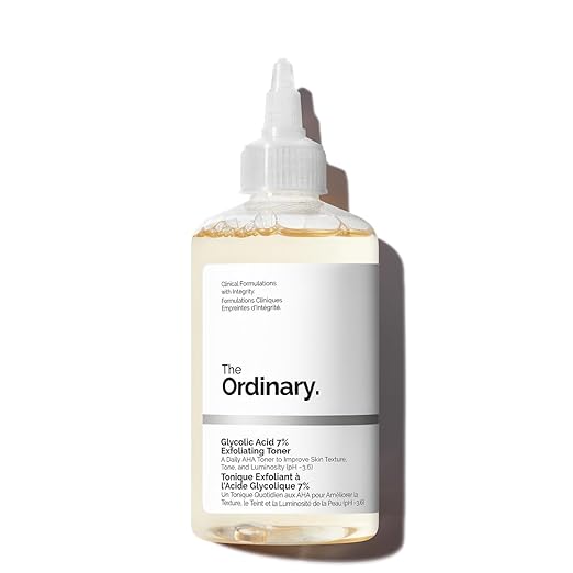 The Ordinary Glycolic Acid 7% Exfoliating Toner, Glykolsäure-Peeling-Tonikum, Aufhellender und glättender täglicher Toner für einen gleichmäßigeren Hautton, 240ml