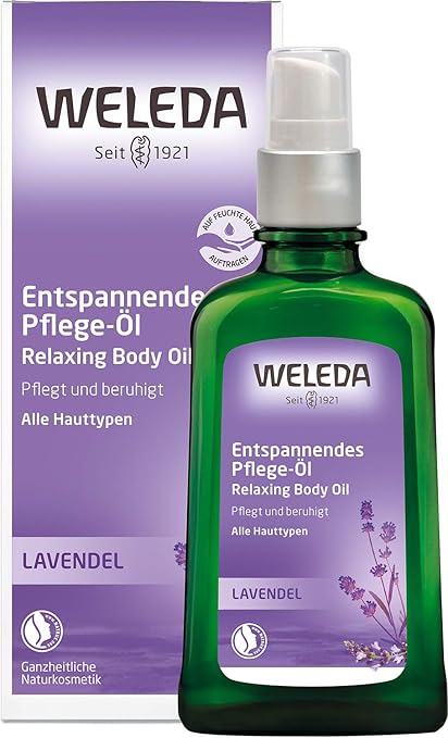 WELEDA Lavender Relaxation Oil, Essential Natural Cosmetics Massage and Body Oil from Lavender for Care and Relaxation for the Body with Pleasant Fragrance (1 x 100 ml)