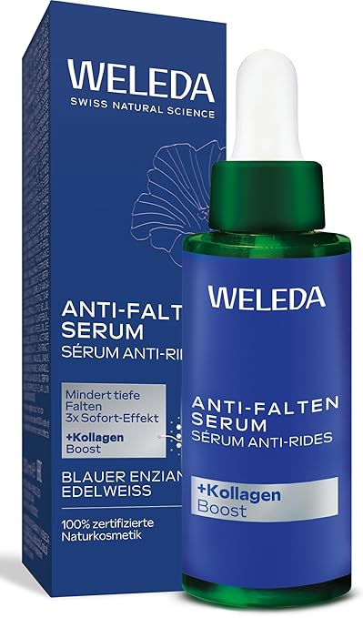 WELEDA Organic Anti-Wrinkle Serum Blue Gentian & Edelweiss - Natural Cosmetics Natural Anti Ageing Face Serum / Face Care Concentrate Reduces Deep Wrinkles After 2 Weeks & Tightens Skin (Vegan, 30 ml)