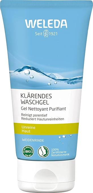 WELEDA Organic Clarifying Wash Gel - Deep Pore Natural Cosmetics Anti Pimples Face Cleansing for Blemished Skin Face Care Fights Pimples / Blackheads & Reduces Excess Sebum (Vegan, 100 ml)