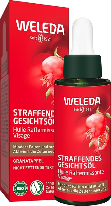 WELEDA Organic Firming Face Oil - Natural Cosmetics Natural Anti Ageing Face Care Oil with Pomegranate Seed Oil & Argan Oil Cell Renewal Moisturiser Reduces Wrinkles & Tightens Skin (1 x 30 ml)