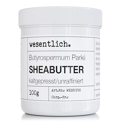 wesentlich. Shea Butter Cold Pressed | Unrefined, Pure Body Butter | Vegan Body Care without Additives | 100 ml